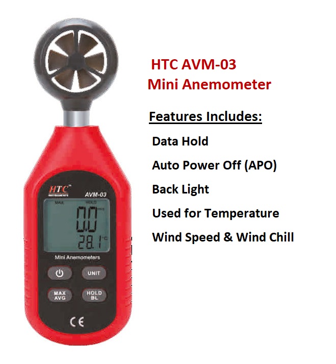HTC AVM-03 Mini Anemometer 0-30m/s