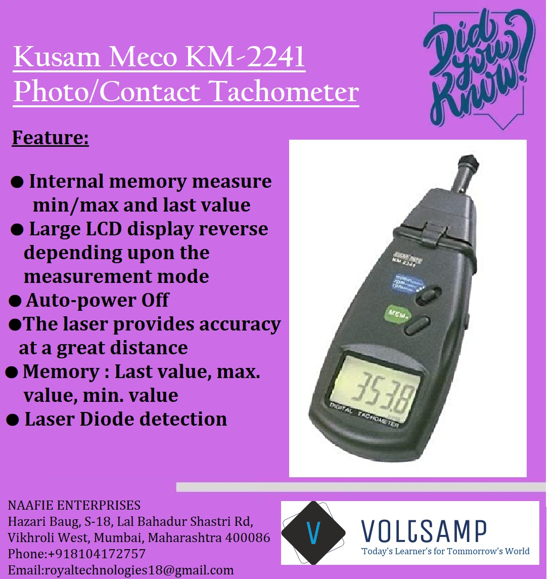 Kusam Meco KM-2241 Photo/Contact Tachometer