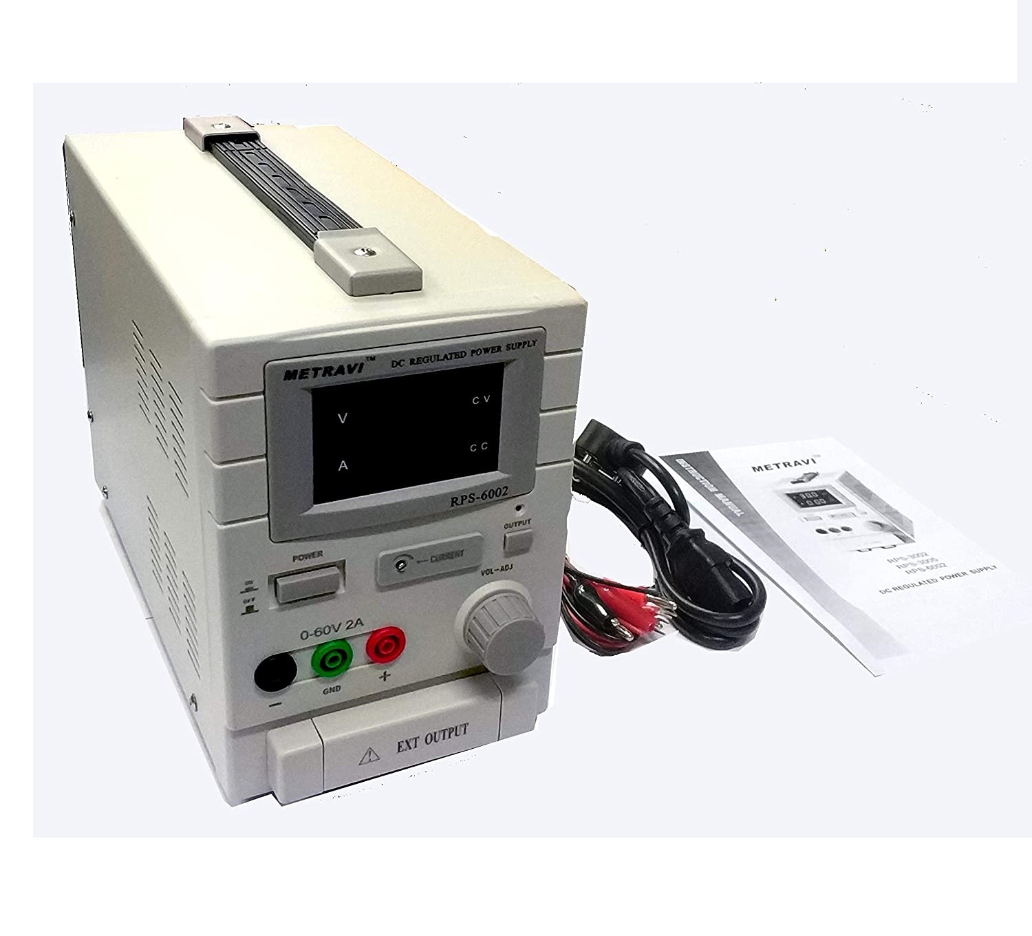 Metravi RPS-6002 DC Regulated Power Supply - Single Output with Backlit LCD Display of Variable 0-60V / 0-2A DC