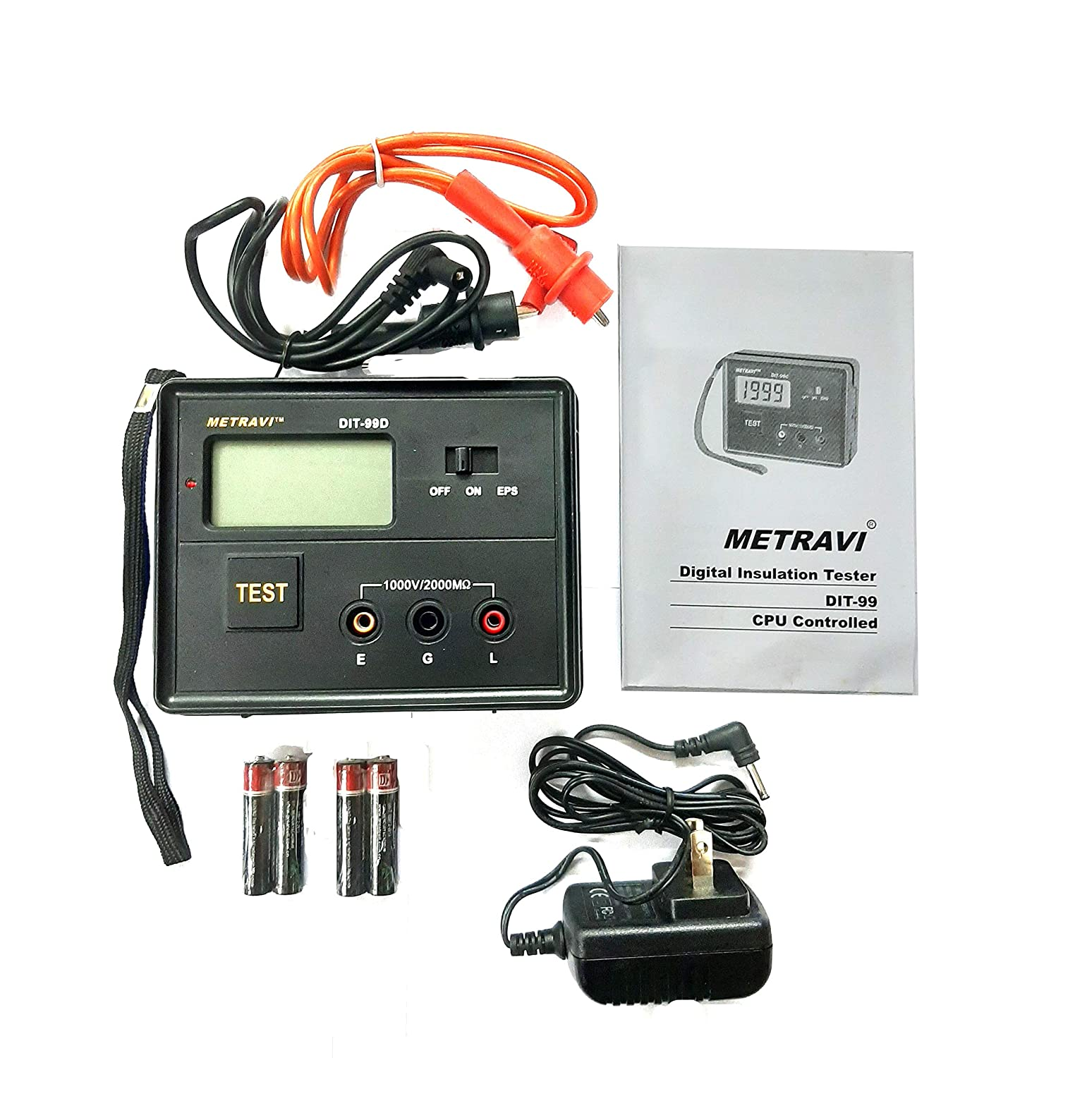 Metravi DIT-99D Digital Battery Cum Mains Operated Insulation Tester for 1000V / 2G.Ohms