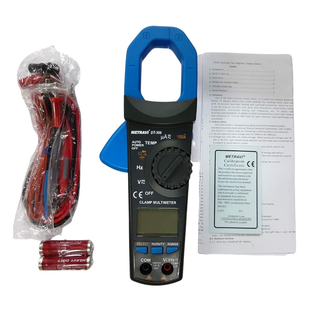 Metravi DT-369 Digital T-RMS AC Clamp Meter 30mm Jaw Size, AC Current ...