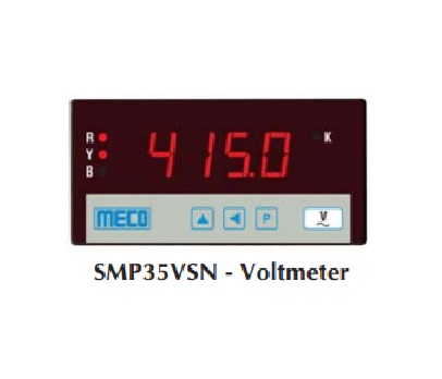 4 Digit 3 Phase Programmable Voltmeters TRMS SMP35VSN (48x96mm) Voltage Range  50 to 500V AC with 0-9999 Programmable Display